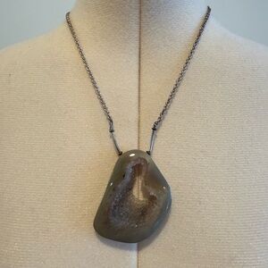 Natural Agate Geode Pendant Necklace